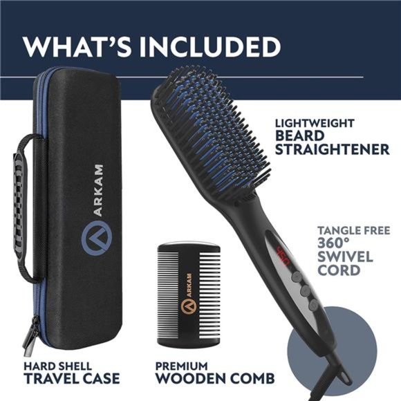 Beard Straightener for Men -Premium Heated Beard Brush Kit w/Anti-Scald - Picture 6 of 6